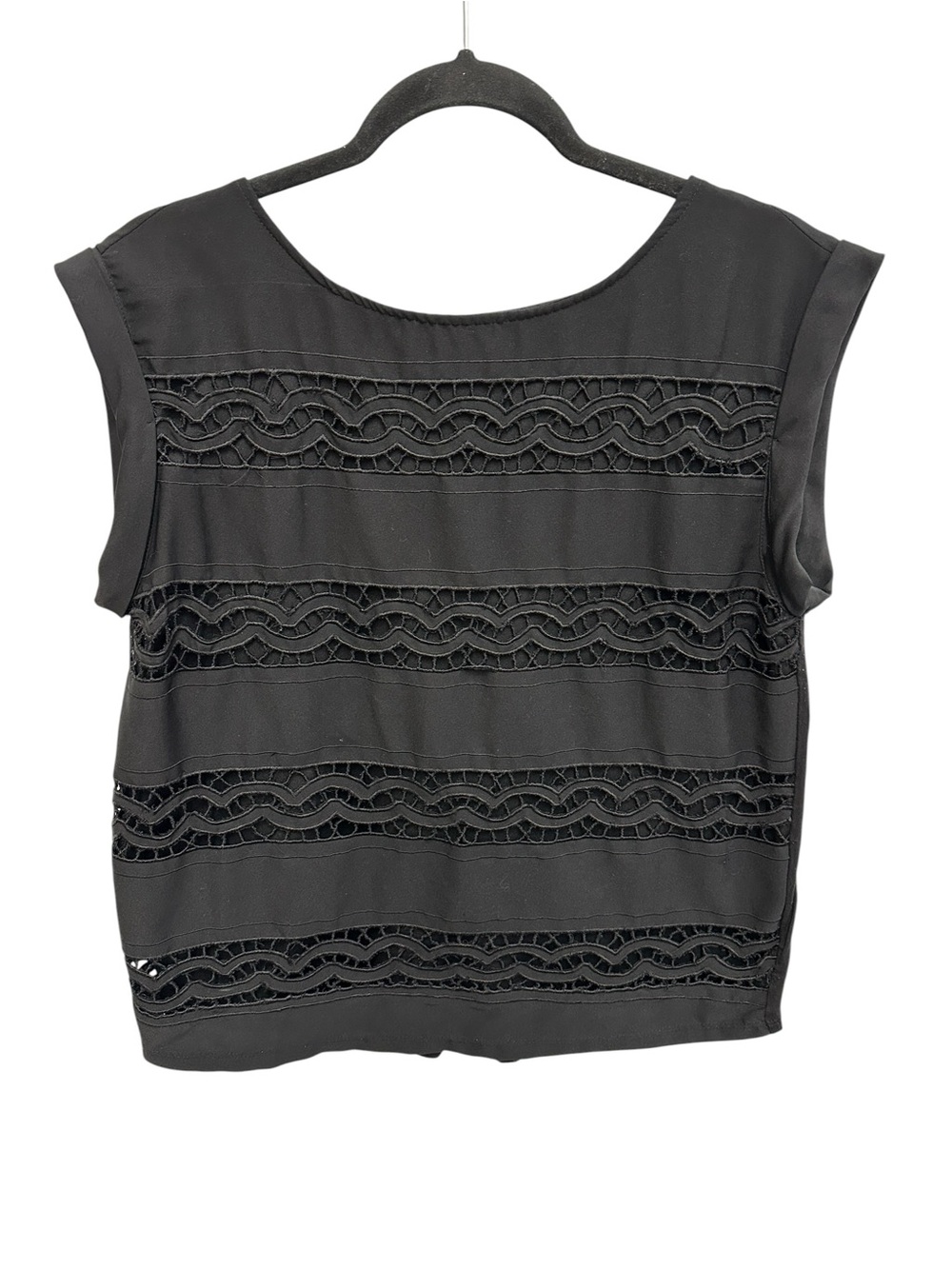 Dana Buchman black woven lace sleeveless blouse Size XS